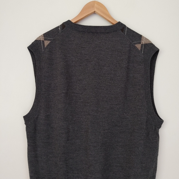 Pronto Uomo Knit Sweater Vest Argyle Size Large Wool Blend - Picture 9 of 11